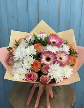 Букет цветов из:  Розы, Герберы и Хризантемы в Заветном Ростовской области