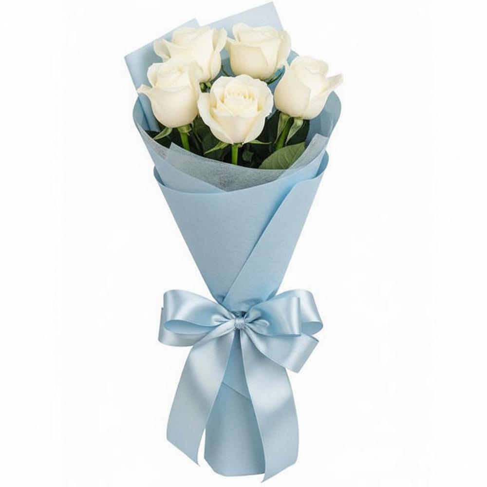 Букет 5 Белых роз Проуд в Заветном Ростовской области