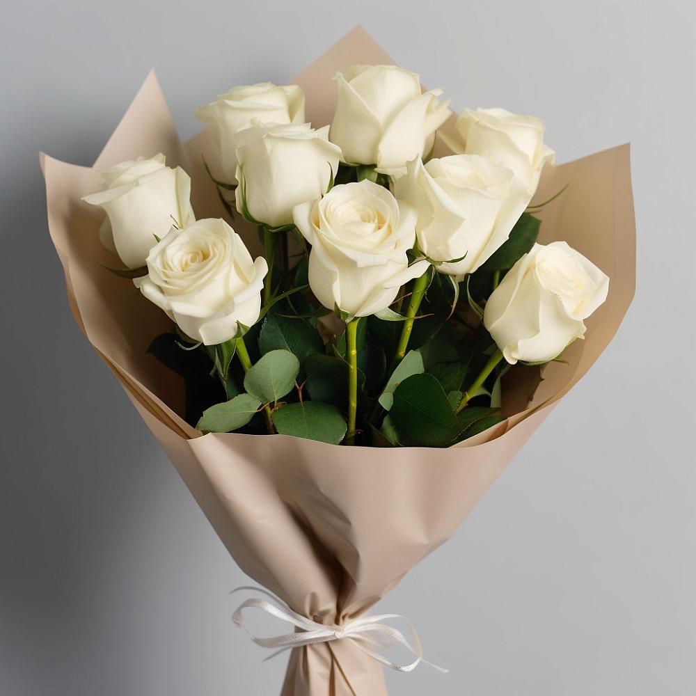 Букет 9 Белых роз Эдлесс Лав в Заветном Ростовской области