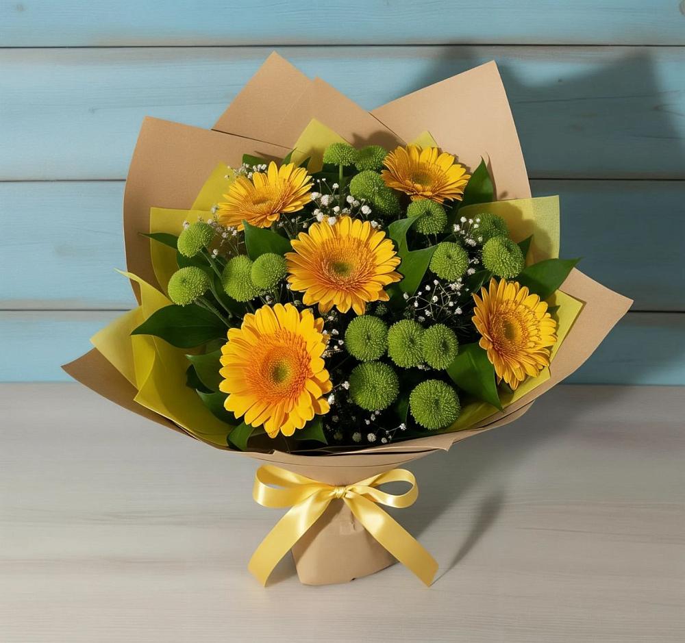 Букет цветов из: Герберы и Хризантемы в Заветном Ростовской области