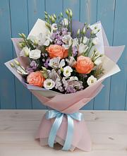 Букет цветов из:  Лизиантусы, Розы, Альстромерии и Гипсофила #REPLACE_PRED# Заветном Ростовской области
