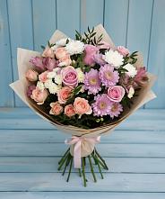 Букет цветов из:  Хризантемы, Розы и Альстромерии в Заветном Ростовской области